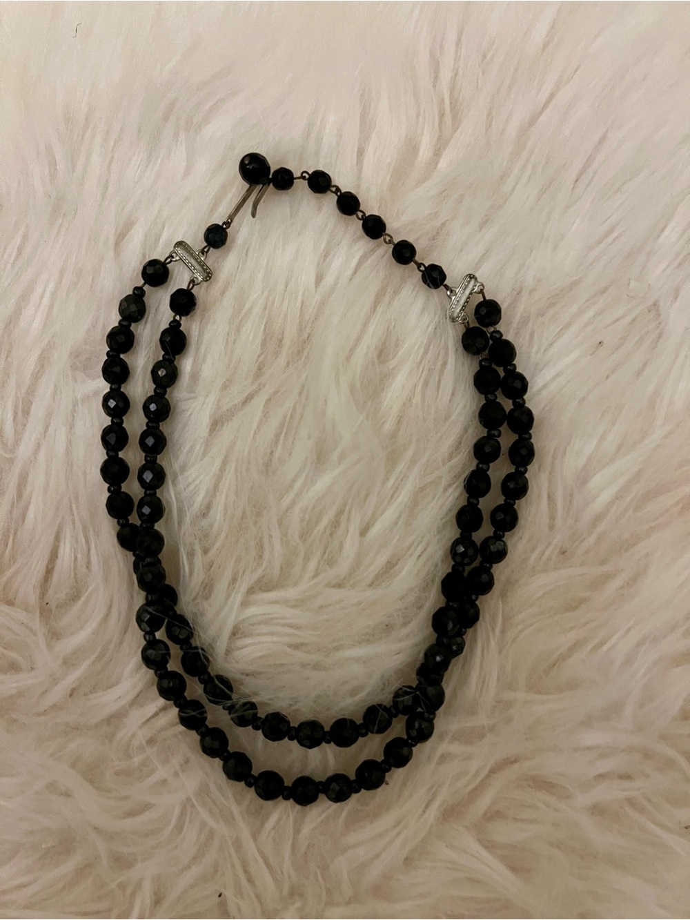 Elegant Black Beaded Double-Strand Vintage Necklace—Made in West Germany.